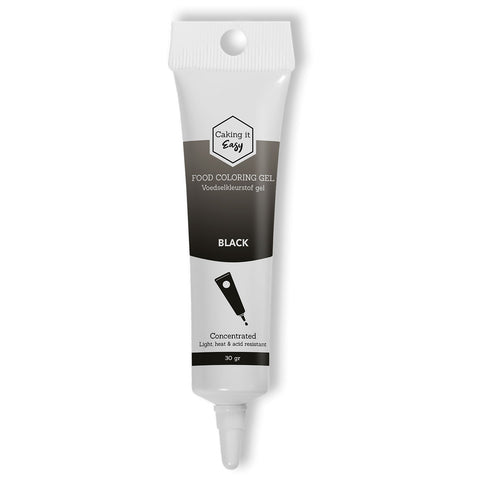 Zwart / Black - tube gel kleurstof - 30 gram - Caking it Easy