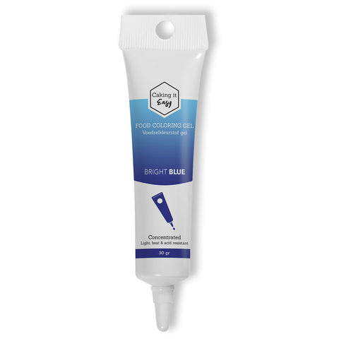 Fel Blauw / Bright Blue - tube gel kleurstof - 30 gram - Caking it Easy