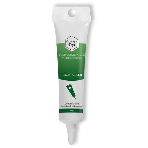 Fel Groen / Bright Green - tube gel kleurstof - 30 gram - Caking it Easy