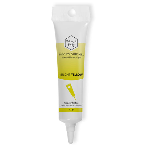 Fel Geel / Bright Yellow - tube gel kleurstof - 30 gram - Caking it Easy