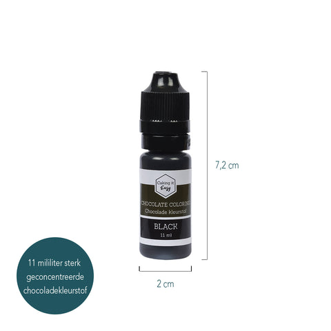 Chocolade kleurstof Zwart 11 ml - Caking it Easy