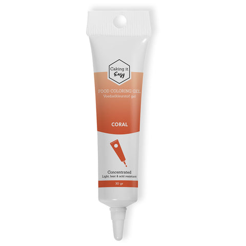 Coral - tube gel kleurstof - 30 gram - Caking it Easy