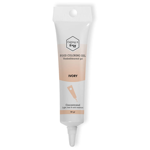 Ivoor / Ivory - tube gel kleurstof - 30 gram - Caking it Easy